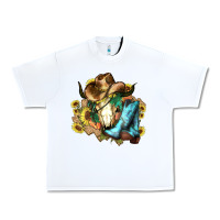 White Cow skull Cowboy boots hats sunflowers Urban Heavy Tee - HowdyJamesFarm