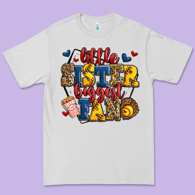 Little Sister Biggest Fan Softball Premium Tee Designed By Jasminsmagicworld