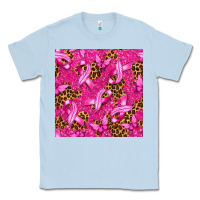 Dusty Blue breast cancer with ribbon and butterfly seamless p Classic Tee - texasbilliewilder