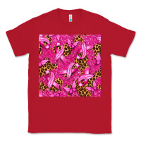 Red breast cancer with ribbon and butterfly seamless p Classic Tee - texasbilliewilder