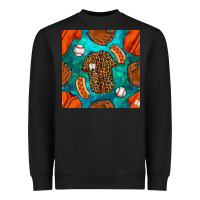 Baseball Leopard Uniform And Hotdog With Gemstone Seamless Pattern Heavyweight Sweatshirt | Teevron