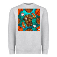 Heather Grey baseball leopard uniform and hotdog with gemstone seamless pattern Heavyweight Sweatshirt - BundleAndBundleShop