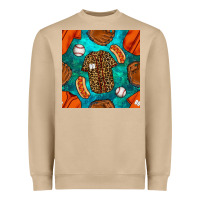 Mushroom baseball leopard uniform and hotdog with gemstone seamless pattern Heavyweight Sweatshirt - BundleAndBundleShop