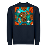 Navy baseball leopard uniform and hotdog with gemstone seamless pattern Heavyweight Sweatshirt - BundleAndBundleShop