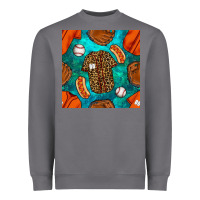 Storm baseball leopard uniform and hotdog with gemstone seamless pattern Heavyweight Sweatshirt - BundleAndBundleShop