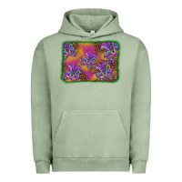 Pigment Oil Green mardi gras mask background Urban Hoodie - BarkalooDesign
