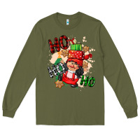 Army Green ho ho ho girl gnome Long Sleeve Tee - CowGirlArtShop