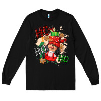 Black ho ho ho girl gnome Long Sleeve Tee - CowGirlArtShop