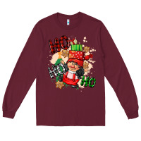 Burgundy ho ho ho girl gnome Long Sleeve Tee - CowGirlArtShop