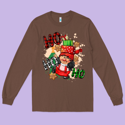 Ho Ho Ho Girl Gnome Long Sleeve Tee Designed By Cowgirlartshop