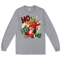 Heather Grey ho ho ho girl gnome Long Sleeve Tee - CowGirlArtShop