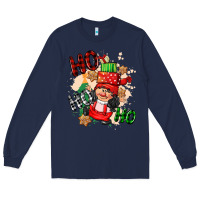 Navy ho ho ho girl gnome Long Sleeve Tee - CowGirlArtShop