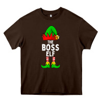 Chocolate Brown Boss Elf Matching Family Christmas Heavy Core Tee - lanVoArt