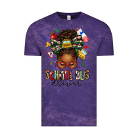 Cloud Purple school bus driver afro messy bun Vintage Tee - texasbilliewilder