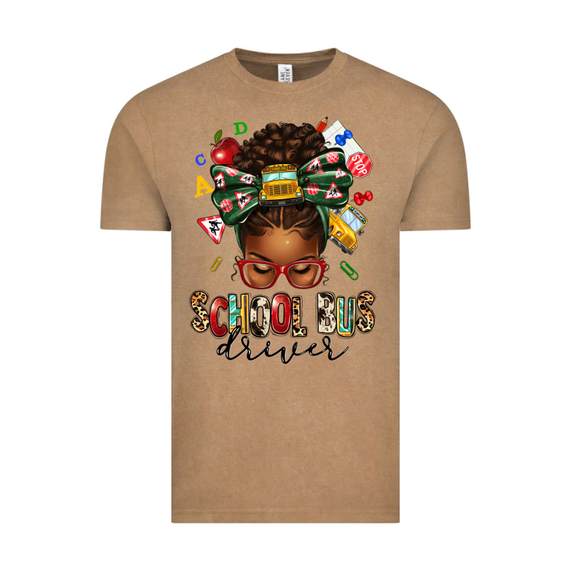 School Bus Driver Afro Messy Bun Vintage Tee by texasbilliewilder | Teevron