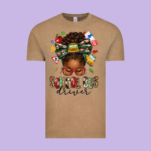 School Bus Driver Afro Messy Bun Vintage Tee Designed By Texasbilliewilder