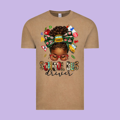 School Bus Driver Afro Messy Bun Vintage Tee Designed By Texasbilliewilder