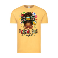 Vintage Mustard school bus driver afro messy bun Vintage Tee - texasbilliewilder