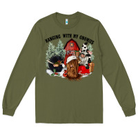 Army Green hanging with my gnomies Long Sleeve Tee - CowGirlArtShop
