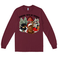 Burgundy hanging with my gnomies Long Sleeve Tee - CowGirlArtShop