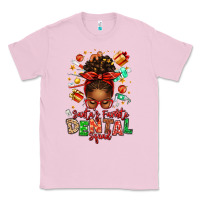 Bubblegum Pink Santa's Favorite Dental Squad Afro Messy Bun Classic Tee - texasbilliewilder