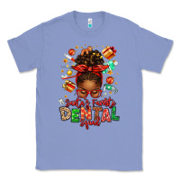 Colony Blue Santa's Favorite Dental Squad Afro Messy Bun Classic Tee - texasbilliewilder