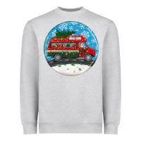 Heather Grey santa claus with retro van  christmas ornament Heavyweight Sweatshirt - BundleAndBundleShop