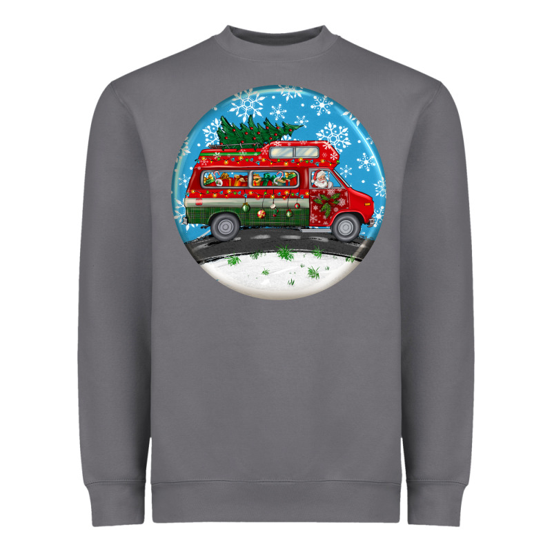 Santa Claus With Retro Van  Christmas Ornament Heavyweight Sweatshirt by BundleAndBundleShop | Teevron