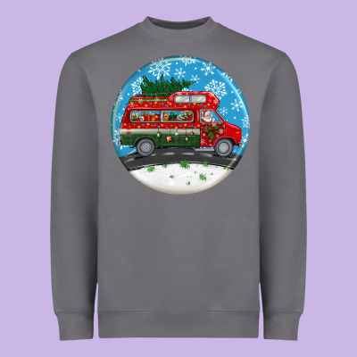 Santa Claus With Retro Van  Christmas Ornament Heavyweight Sweatshirt Designed By Bundleandbundleshop