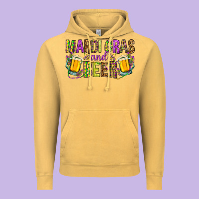 Mardi Gras And Beer Vintage Hoodie Designed By Howdyjamesfarm