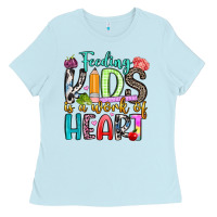 Baby Blue feeding kids is a work of heart Ladies Tee - Artiststas