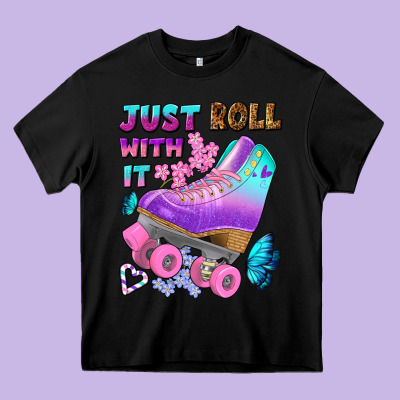 Just Roll With It Heavy Core Tee Designed By Bundleandbundleshop