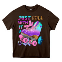Chocolate Brown just roll with it Heavy Core Tee - BundleAndBundleShop
