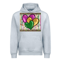 Heather Grey mardi gras heart Urban Hoodie - BarkalooDesign