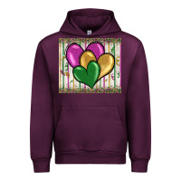 Mauve Wine mardi gras heart Urban Hoodie - BarkalooDesign