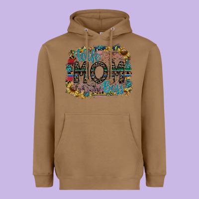 Wife Mom Boss Heavyweight Hoodie Designed By Sublimationcraftshop