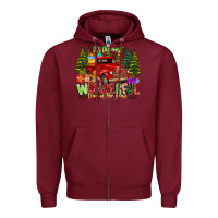 Burgundy it's The Most Wonderful Time of the year Zipper Hoodie - CowhideDigitalArt