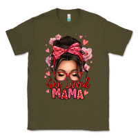 Army Green one loved mama messy bun Classic Tee - texasbilliewilder