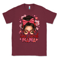 Burgundy one loved mama messy bun Classic Tee - texasbilliewilder