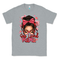 Heather Grey one loved mama messy bun Classic Tee - texasbilliewilder