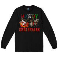 Black howdy christmas with santa riding his sleighs Long Sleeve Tee - CowGirlArtShop