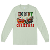 Matcha howdy christmas with santa riding his sleighs Long Sleeve Tee - CowGirlArtShop