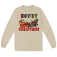 Mushroom howdy christmas with santa riding his sleighs Long Sleeve Tee - CowGirlArtShop