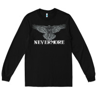 Black Hot Trend Raven Nevermore Poetry Halloween Edgar Allan Poe Long Sleeve Tee - lanVoArt