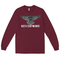 Burgundy Hot Trend Raven Nevermore Poetry Halloween Edgar Allan Poe Long Sleeve Tee - lanVoArt