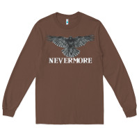 Chestnut Hot Trend Raven Nevermore Poetry Halloween Edgar Allan Poe Long Sleeve Tee - lanVoArt