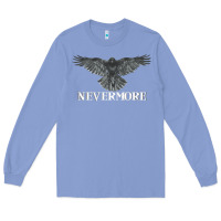 Colony Blue Hot Trend Raven Nevermore Poetry Halloween Edgar Allan Poe Long Sleeve Tee - lanVoArt