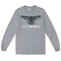 Heather Grey Hot Trend Raven Nevermore Poetry Halloween Edgar Allan Poe Long Sleeve Tee - lanVoArt