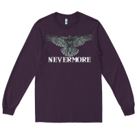 Plum Hot Trend Raven Nevermore Poetry Halloween Edgar Allan Poe Long Sleeve Tee - lanVoArt