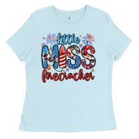 Baby Blue little miss firecracker 4th of july Ladies Tee - Artiststas